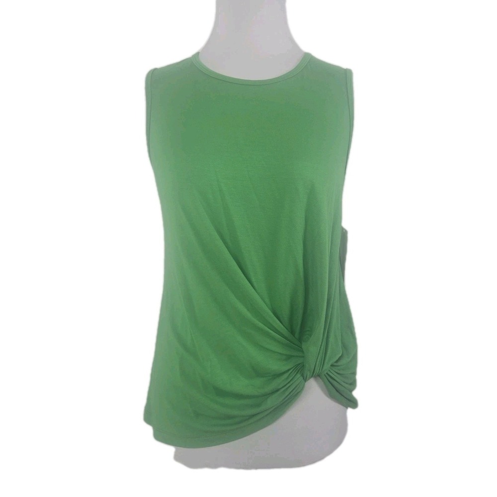 Karen Kane Small In The Garden Kelly Green Sleeveless Twist Knot Jersey Top New